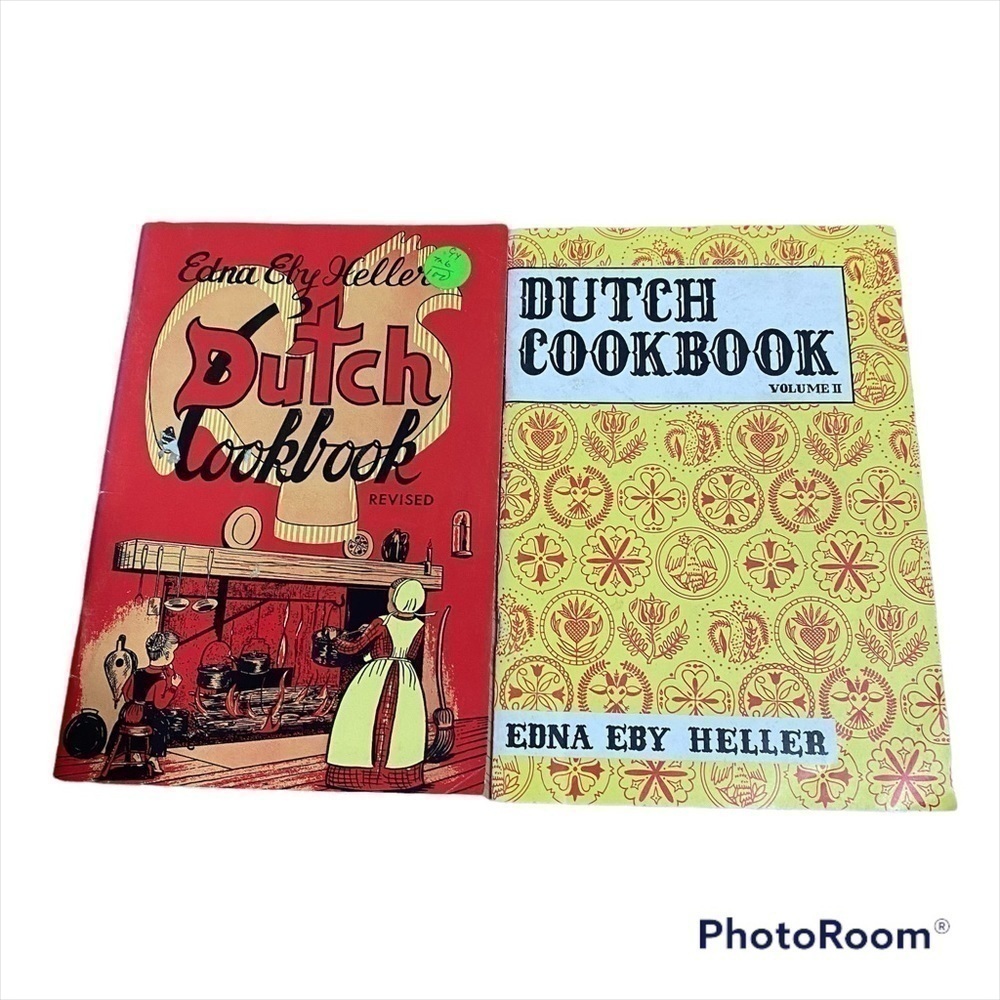 Vintage Dutch Cook Book Bundle Edna Ely Heller 1960 Revised Volume II Red Yellow